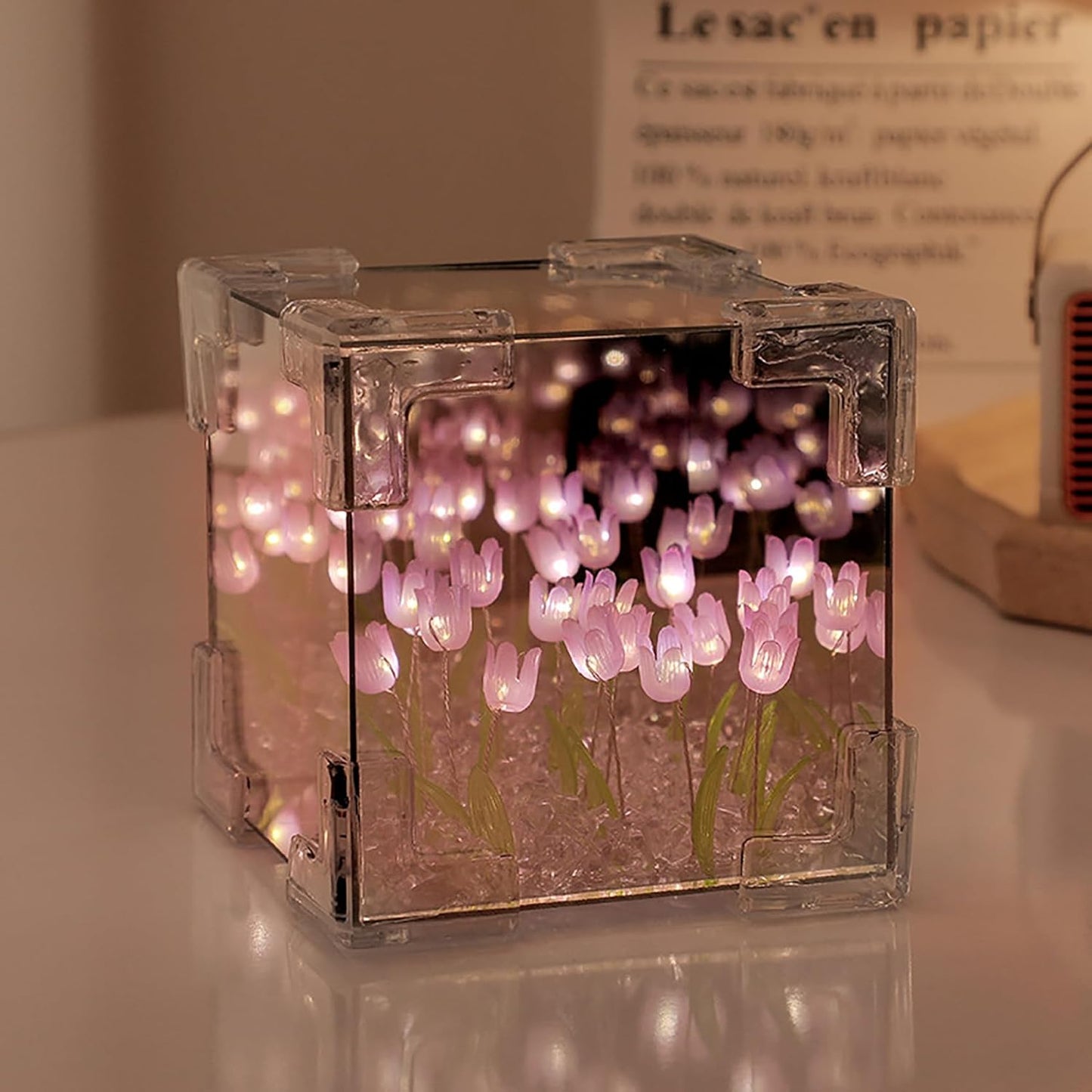 Led Tulip Flower Cube Lamp