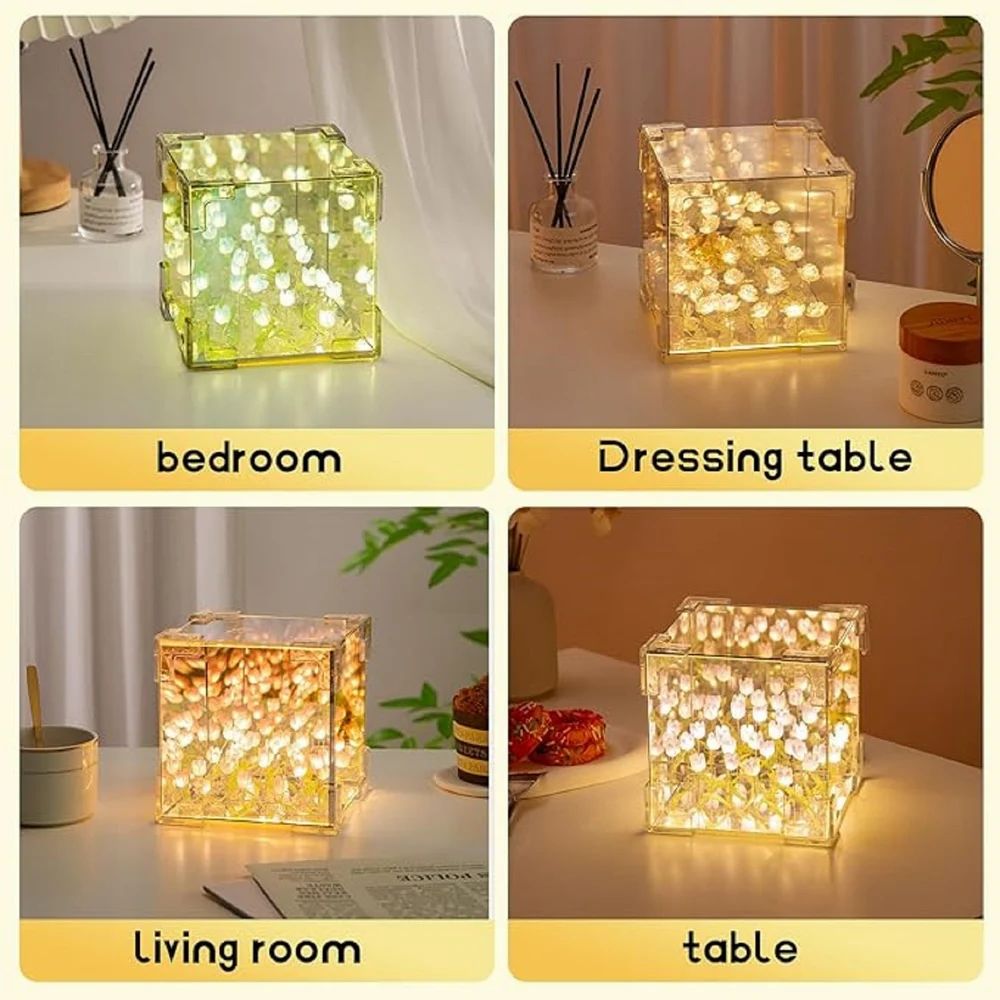 Led Tulip Flower Cube Lamp