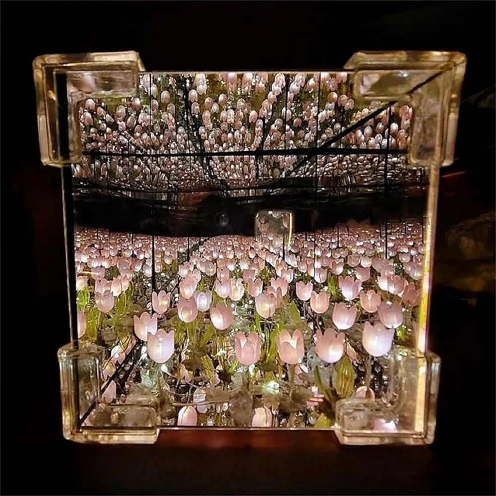 Led Tulip Flower Cube Lamp
