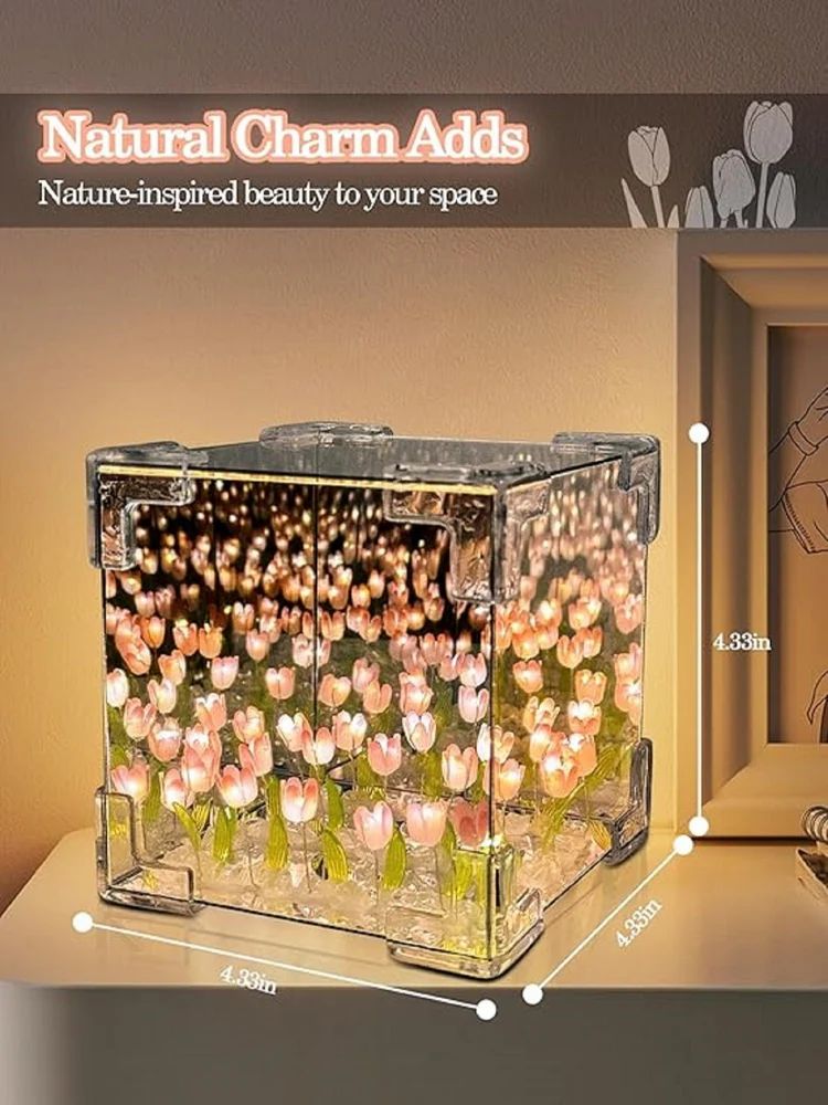 Led Tulip Flower Cube Lamp