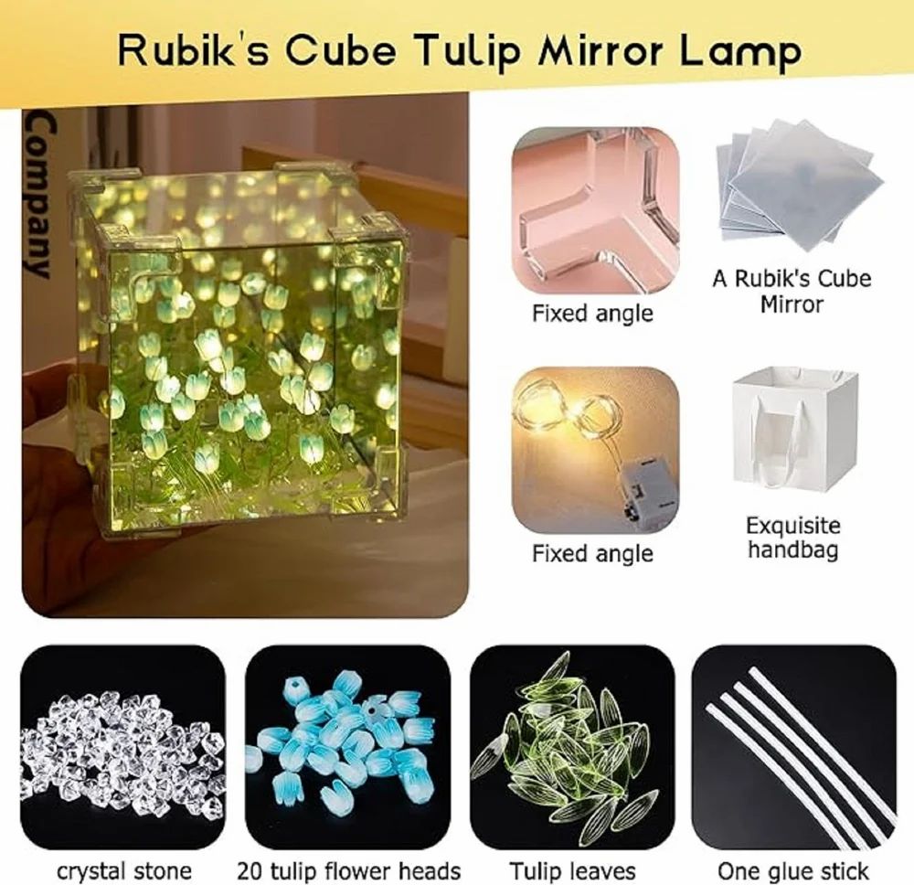 Led Tulip Flower Cube Lamp