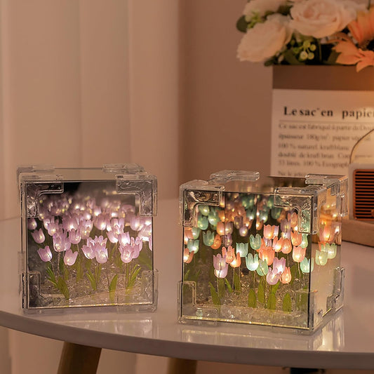 Led Tulip Flower Cube Lamp